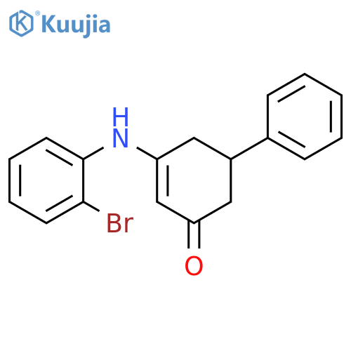 3-[(2-bromophenyl)amino]-5-phenylcyclohex-2-en-1-one structure