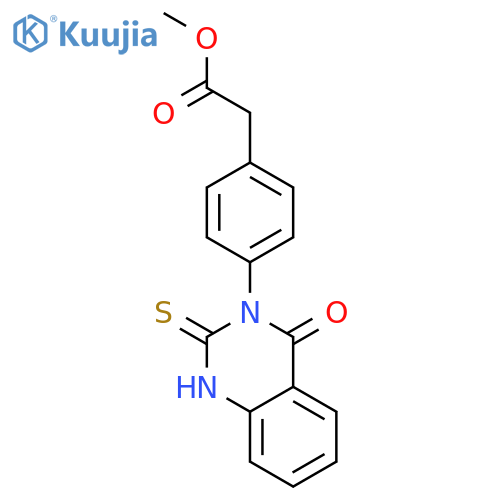 Benzeneacetic acid,4-(1,4-dihydro-4-oxo-2-thioxo-3(2H)-quinazolinyl)-, methyl ester structure
