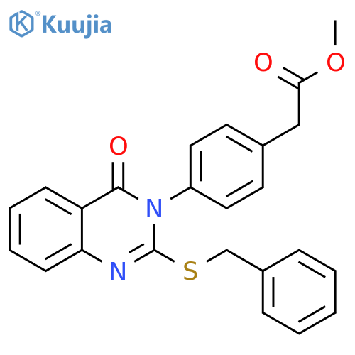 Benzeneacetic acid,4-[4-oxo-2-[(phenylmethyl)thio]-3(4H)-quinazolinyl]-, methyl ester structure