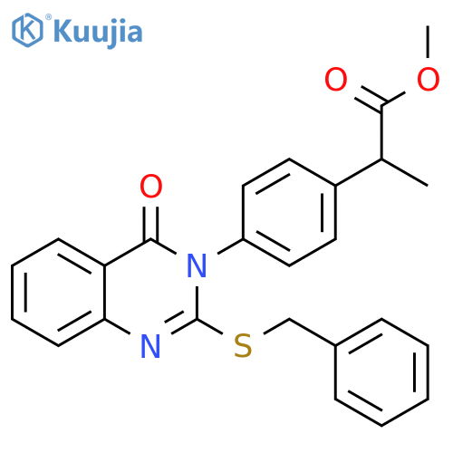 Benzeneacetic acid, a-methyl-4-[4-oxo-2-[(phenylmethyl)thio]-3(4H)-quinazolinyl]-,methyl ester structure