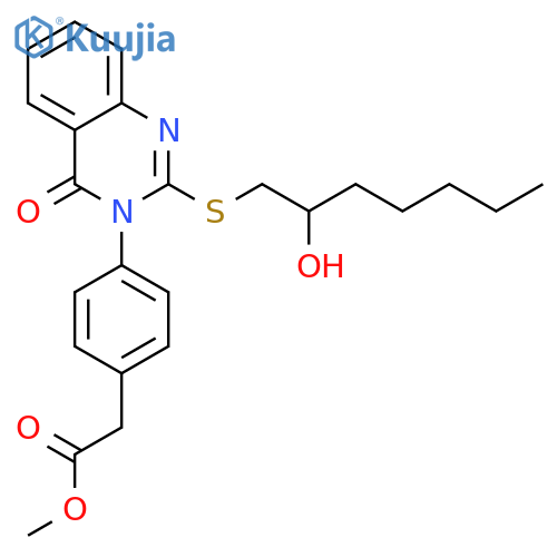Benzeneacetic acid,4-[2-[(2-hydroxyheptyl)thio]-4-oxo-3(4H)-quinazolinyl]-, methyl ester structure