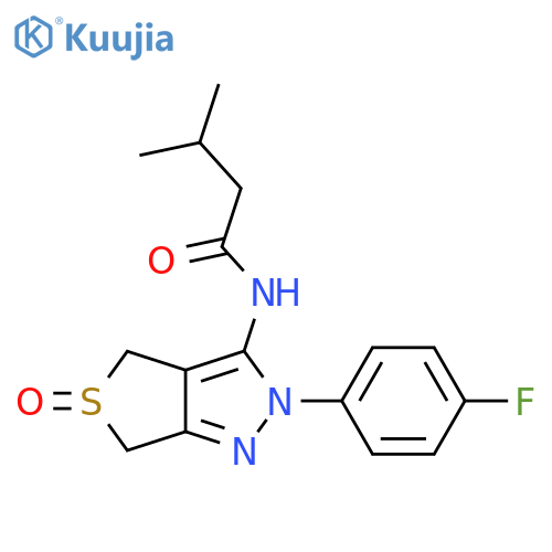 N-[2-(4-fluorophenyl)-5-oxo-2H,4H,6H-5lambda4-thieno[3,4-c]pyrazol-3-yl]-3-methylbutanamide structure