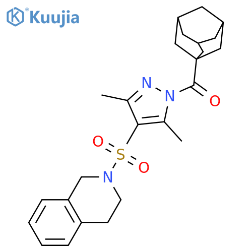 2-{[1-(adamantane-1-carbonyl)-3,5-dimethyl-1H-pyrazol-4-yl]sulfonyl}-1,2,3,4-tetrahydroisoquinoline structure