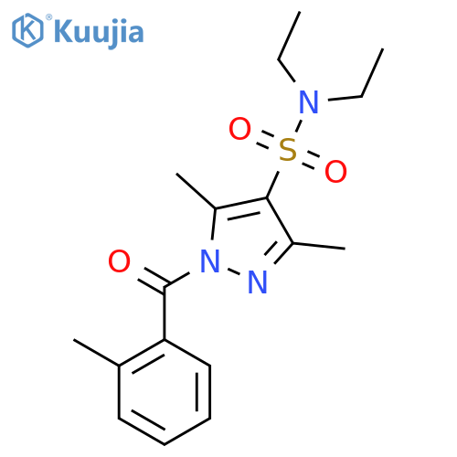 N,N-diethyl-3,5-dimethyl-1-(2-methylbenzoyl)-1H-pyrazole-4-sulfonamide structure