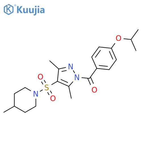 1-({3,5-dimethyl-1-[4-(propan-2-yloxy)benzoyl]-1H-pyrazol-4-yl}sulfonyl)-4-methylpiperidine structure