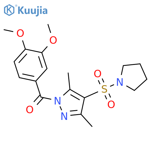 1-(3,4-dimethoxybenzoyl)-3,5-dimethyl-4-(pyrrolidine-1-sulfonyl)-1H-pyrazole structure