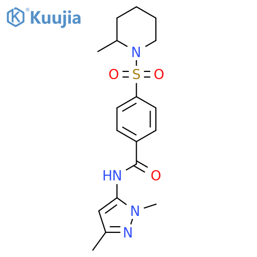 N-(1,3-dimethyl-1H-pyrazol-5-yl)-4-[(2-methylpiperidin-1-yl)sulfonyl]benzamide structure
