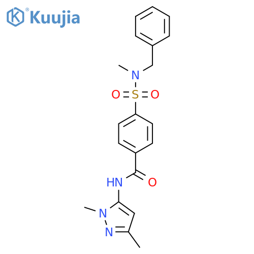 4-[benzyl(methyl)sulfamoyl]-N-(1,3-dimethyl-1H-pyrazol-5-yl)benzamide structure