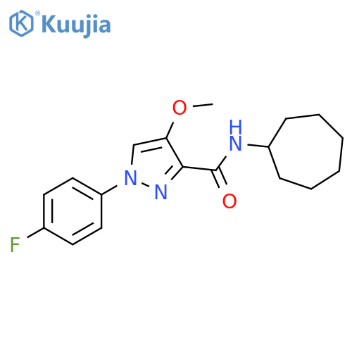 N-cycloheptyl-1-(4-fluorophenyl)-4-methoxy-1H-pyrazole-3-carboxamide structure