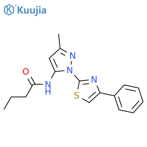 N-[3-methyl-1-(4-phenyl-1,3-thiazol-2-yl)-1H-pyrazol-5-yl]butanamide structure