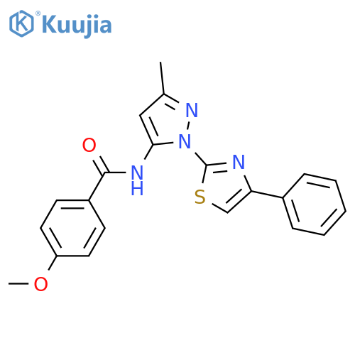 4-methoxy-N-[3-methyl-1-(4-phenyl-1,3-thiazol-2-yl)-1H-pyrazol-5-yl]benzamide structure
