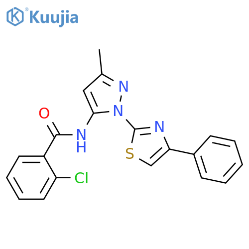 2-chloro-N-[3-methyl-1-(4-phenyl-1,3-thiazol-2-yl)-1H-pyrazol-5-yl]benzamide structure