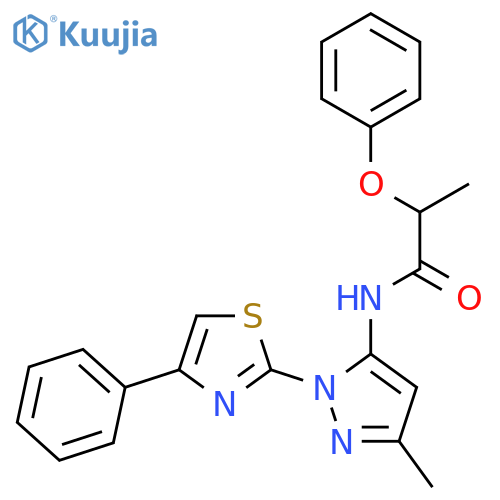 N-[3-methyl-1-(4-phenyl-1,3-thiazol-2-yl)-1H-pyrazol-5-yl]-2-phenoxypropanamide structure