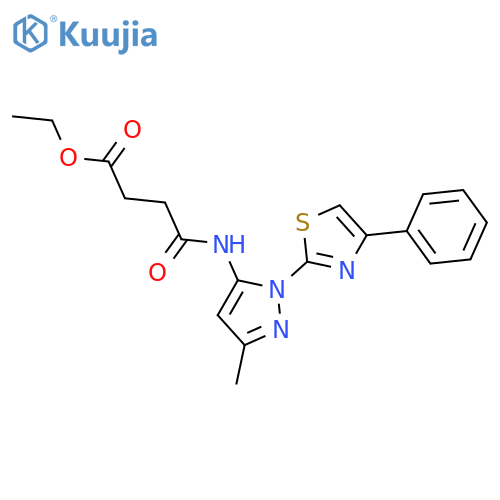 ethyl 3-{[3-methyl-1-(4-phenyl-1,3-thiazol-2-yl)-1H-pyrazol-5-yl]carbamoyl}propanoate structure