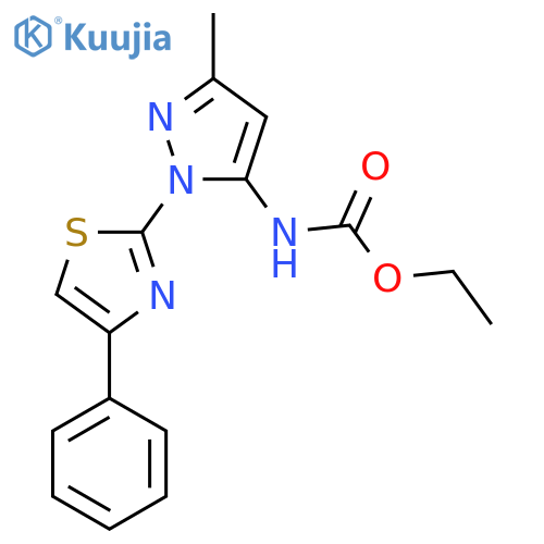 ethyl N-[3-methyl-1-(4-phenyl-1,3-thiazol-2-yl)-1H-pyrazol-5-yl]carbamate structure