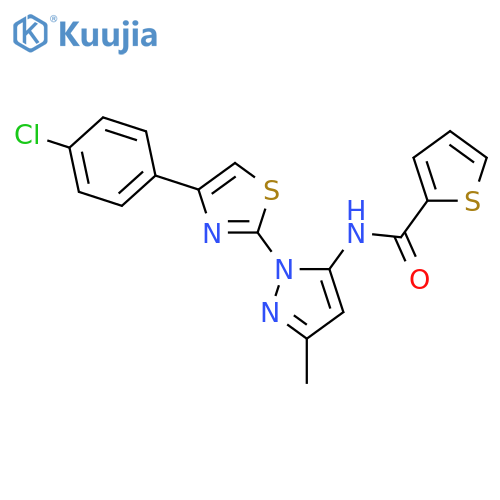 N-{1-[4-(4-chlorophenyl)-1,3-thiazol-2-yl]-3-methyl-1H-pyrazol-5-yl}thiophene-2-carboxamide structure