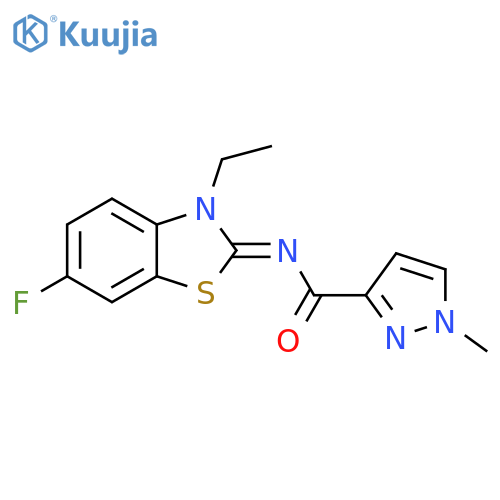 N-[(2Z)-3-ethyl-6-fluoro-2,3-dihydro-1,3-benzothiazol-2-ylidene]-1-methyl-1H-pyrazole-3-carboxamide structure