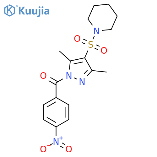 1-{[3,5-dimethyl-1-(4-nitrobenzoyl)-1H-pyrazol-4-yl]sulfonyl}piperidine structure