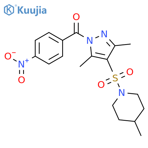 1-{[3,5-dimethyl-1-(4-nitrobenzoyl)-1H-pyrazol-4-yl]sulfonyl}-4-methylpiperidine structure
