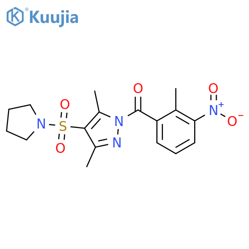 3,5-dimethyl-1-(2-methyl-3-nitrobenzoyl)-4-(pyrrolidine-1-sulfonyl)-1H-pyrazole structure