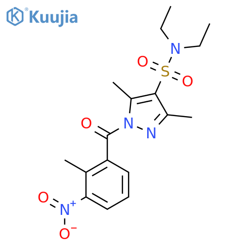 N,N-diethyl-3,5-dimethyl-1-(2-methyl-3-nitrobenzoyl)-1H-pyrazole-4-sulfonamide structure