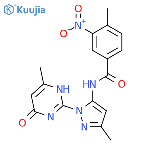 4-methyl-N-[3-methyl-1-(4-methyl-6-oxo-1,6-dihydropyrimidin-2-yl)-1H-pyrazol-5-yl]-3-nitrobenzamide structure