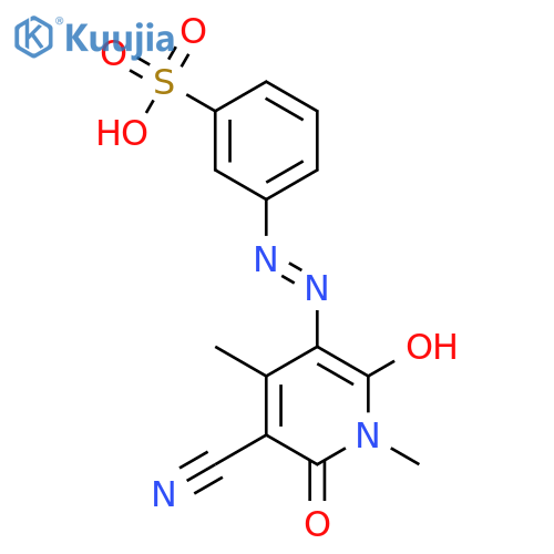 3-((5-Cyano-2-hydroxy-1,4-dimethyl-6-oxo-1,6-dihydropyridin-3-yl)diazenyl)benzenesulfonic acid structure