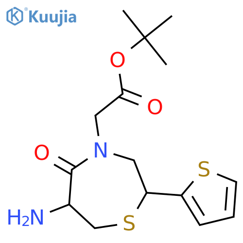 1,4-Thiazepine-4(5H)-acetic acid, 6-aminotetrahydro-5-oxo-2-(2-thienyl)-, 1,1-dimethylethyl ester structure