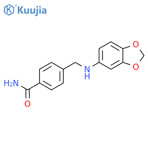 4-{(1,3-dioxaindan-5-yl)aminomethyl}benzamide structure