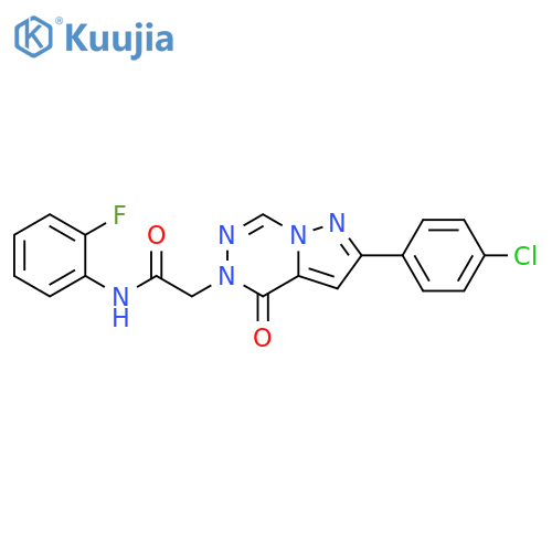 2-[2-(4-chlorophenyl)-4-oxo-4H,5H-pyrazolo[1,5-d][1,2,4]triazin-5-yl]-N-(2-fluorophenyl)acetamide structure