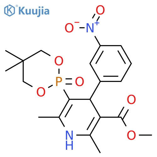 3-Pyridinecarboxylic acid, 5-(5,5-dimethyl-2-oxido-1,3,2-dioxaphosphorinan-2-yl)-1,4-dihydro-2,6- dimethyl-4-(3-nitrophenyl)-, methyl ester structure