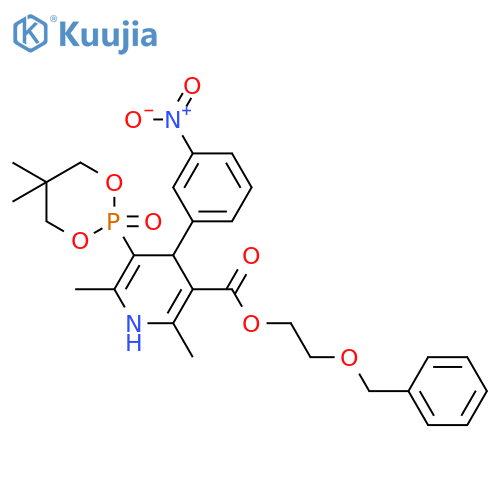 3-Pyridinecarboxylic acid, 5-(5,5-dimethyl-2-oxido-1,3,2-dioxaphosphorinan-2-yl)-1,4-dihydro-2,6- dimethyl-4-(3-nitrophenyl)-, 2-(phenylmethoxy)ethyl ester structure