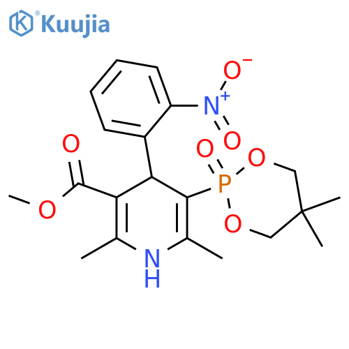 3-Pyridinecarboxylic acid, 5-(5,5-dimethyl-2-oxido-1,3,2-dioxaphosphorinan-2-yl)-1,4-dihydro-2,6- dimethyl-4-(2-nitrophenyl)-, methyl ester structure