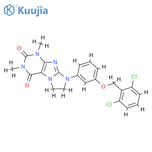 8-{3-[(2,6-dichlorophenyl)methoxy]phenyl}-1,3-dimethyl-1H,2H,3H,4H,6H,7H,8H-imidazo[1,2-g]purine-2,4-dione structure