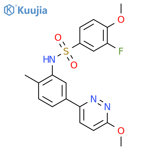 3-fluoro-4-methoxy-N-[5-(6-methoxypyridazin-3-yl)-2-methylphenyl]benzene-1-sulfonamide structure