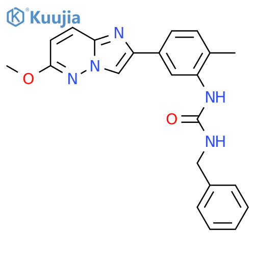 1-benzyl-3-(5-{6-methoxyimidazo[1,2-b]pyridazin-2-yl}-2-methylphenyl)urea structure
