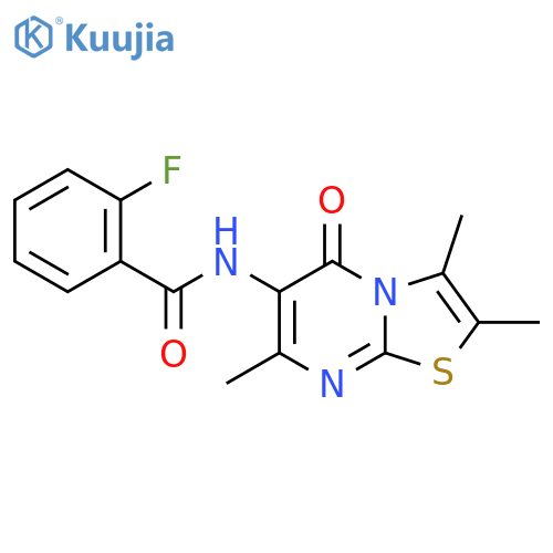 2-fluoro-N-{2,3,7-trimethyl-5-oxo-5H-[1,3]thiazolo[3,2-a]pyrimidin-6-yl}benzamide structure