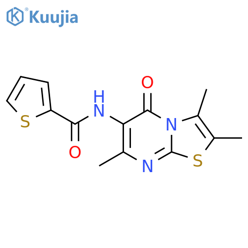 N-{2,3,7-trimethyl-5-oxo-5H-[1,3]thiazolo[3,2-a]pyrimidin-6-yl}thiophene-2-carboxamide structure