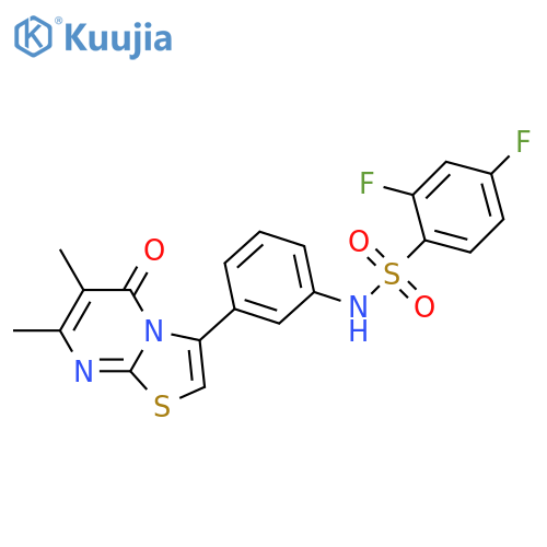 N-(3-{6,7-dimethyl-5-oxo-5H-[1,3]thiazolo[3,2-a]pyrimidin-3-yl}phenyl)-2,4-difluorobenzene-1-sulfonamide structure