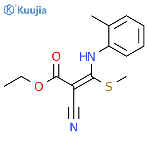 2-Propenoic acid, 2-cyano-3-[(2-methylphenyl)amino]-3-(methylthio)-, ethyl ester, (E)- structure