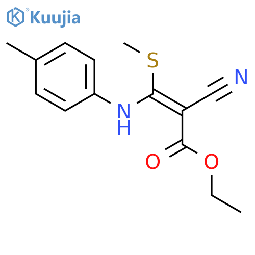 2-Propenoic acid, 2-cyano-3-[(4-methylphenyl)amino]-3-(methylthio)-, ethyl ester, (E)- structure
