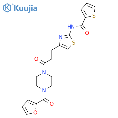 N-(4-{3-[4-(furan-2-carbonyl)piperazin-1-yl]-3-oxopropyl}-1,3-thiazol-2-yl)thiophene-2-carboxamide structure