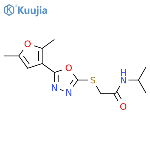 2-{[5-(2,5-dimethylfuran-3-yl)-1,3,4-oxadiazol-2-yl]sulfanyl}-N-(propan-2-yl)acetamide structure