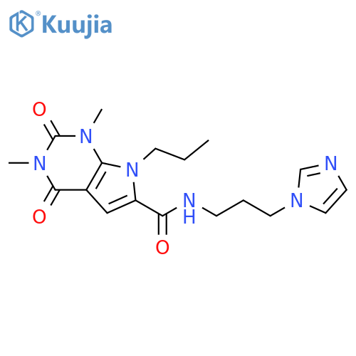 N-[3-(1H-imidazol-1-yl)propyl]-1,3-dimethyl-2,4-dioxo-7-propyl-1H,2H,3H,4H,7H-pyrrolo[2,3-d]pyrimidine-6-carboxamide structure