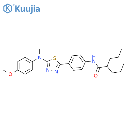 N-(4-{5-[(4-methoxyphenyl)(methyl)amino]-1,3,4-thiadiazol-2-yl}phenyl)-2-propylpentanamide structure