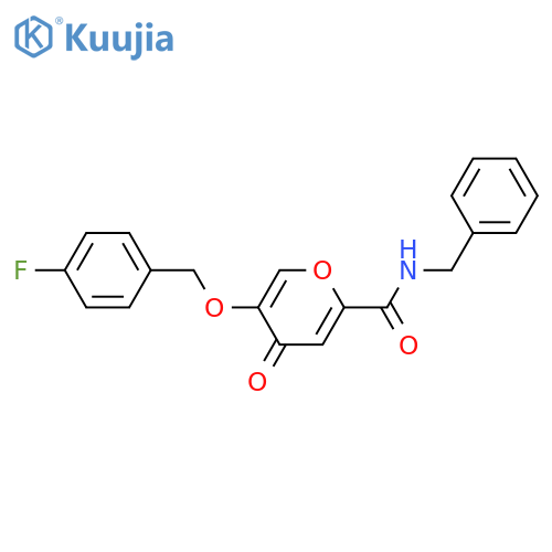 N-benzyl-5-[(4-fluorophenyl)methoxy]-4-oxo-4H-pyran-2-carboxamide structure
