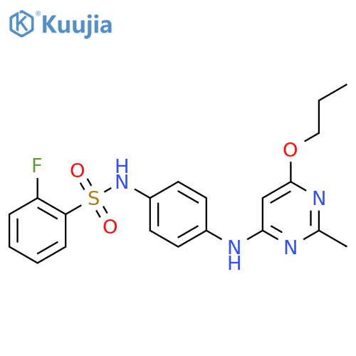 2-fluoro-N-{4-[(2-methyl-6-propoxypyrimidin-4-yl)amino]phenyl}benzene-1-sulfonamide structure