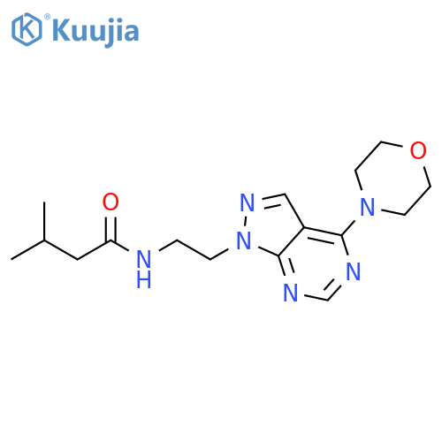 3-methyl-N-{2-[4-(morpholin-4-yl)-1H-pyrazolo[3,4-d]pyrimidin-1-yl]ethyl}butanamide structure