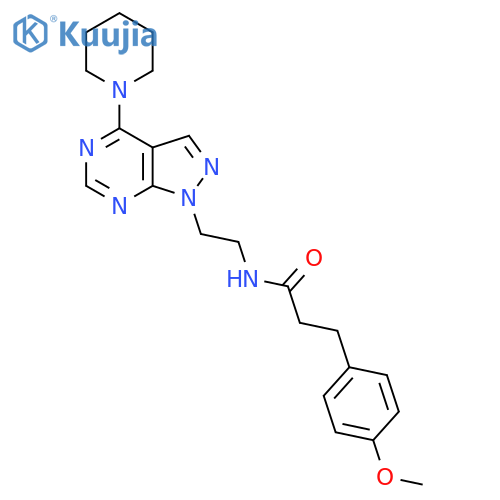 3-(4-methoxyphenyl)-N-{2-[4-(piperidin-1-yl)-1H-pyrazolo[3,4-d]pyrimidin-1-yl]ethyl}propanamide structure
