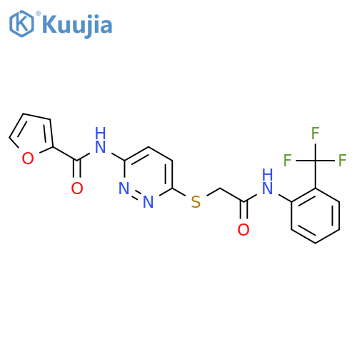 N-{6-[({[2-(trifluoromethyl)phenyl]carbamoyl}methyl)sulfanyl]pyridazin-3-yl}furan-2-carboxamide structure